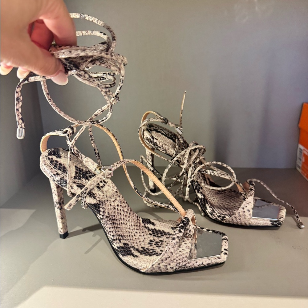 Snakeskin Strappy Heels